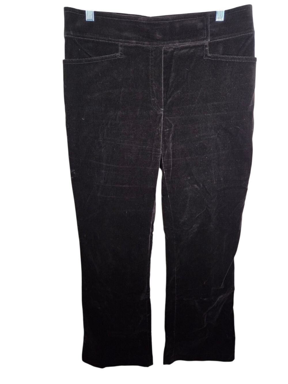 Escada Chocolate Brown Velour Velvet Straight Leg Pants Women's Size 42